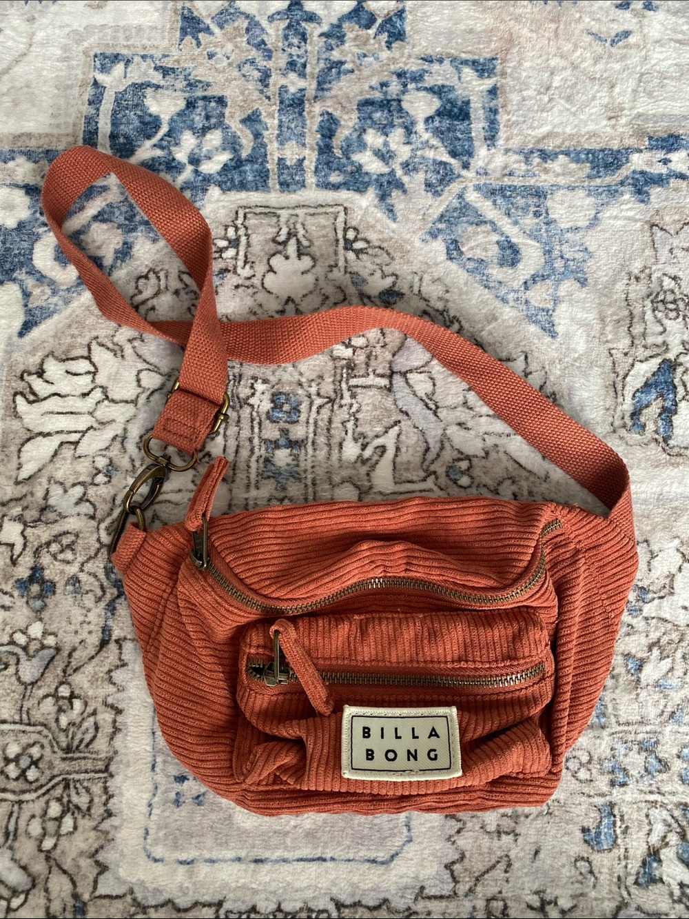 Like new! Billabong Brown Corduroy Crossbody Belt Bag